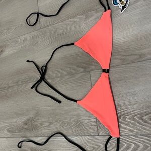 Jolyn Clothing Coral and Black Bikini Top